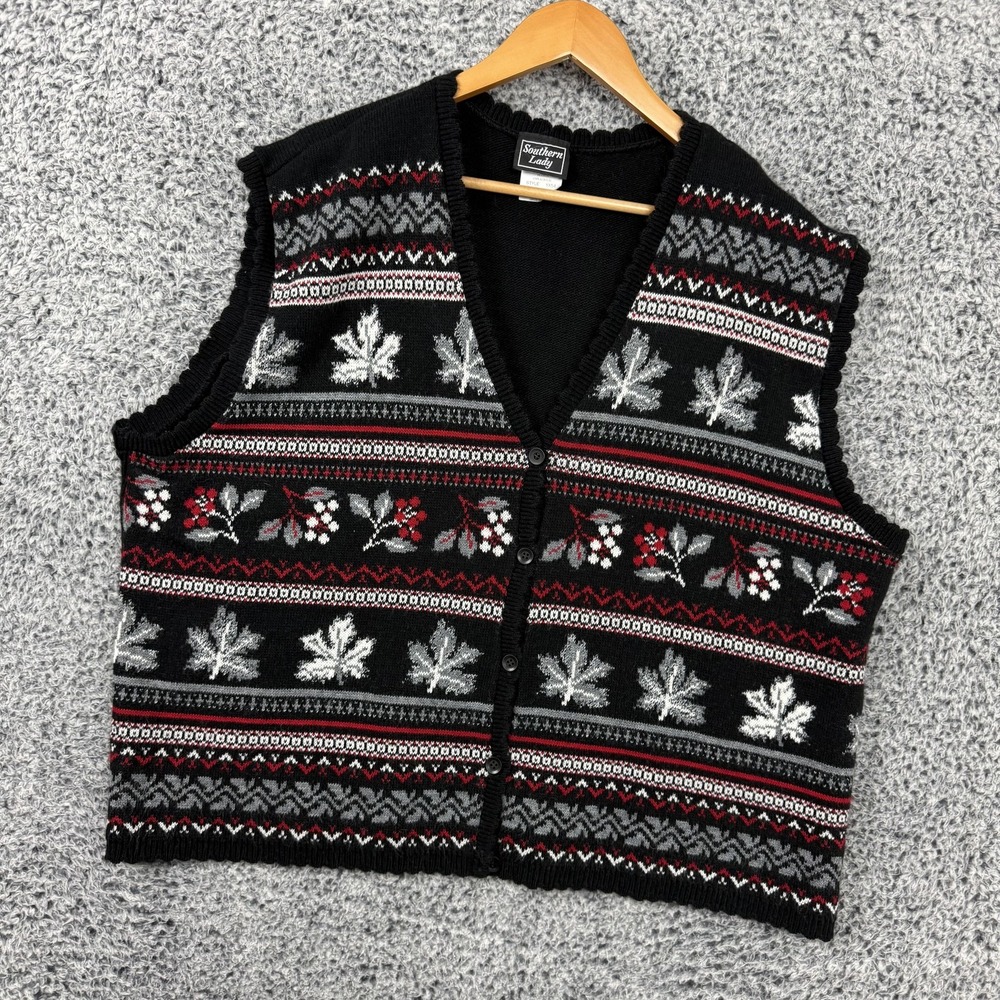 Southern Lady Sweater Vest Womens 3X Fair Isle Ugly Christmas Holiday Knit USA
